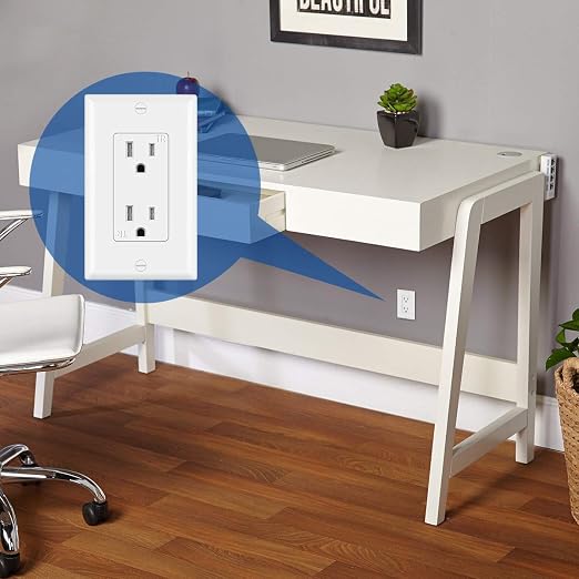 CML Decorator Wall Recetpacle Outlet, 50 Pack Tamper Resistant 15 Amp Standard Electrical Outlets, 15A/125V, 2 Pole 3 Wire, Wallplate Included, UL Listed, White