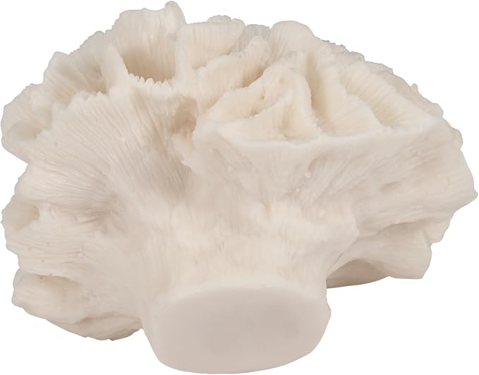 Polyresin Coral Figurine Sculpture – Decorative Accent for Shelf or Table, Coastal-Inspired Design for Living Room or Bedroom – Accent Piece for Any Room, Elegant Home Decor – 6x5x4, Ivory Tan