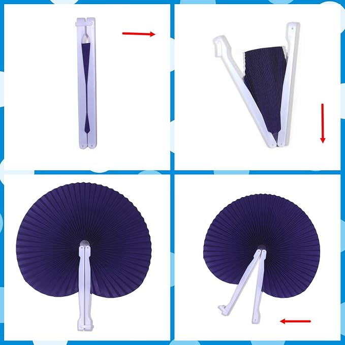 Bestage 20 Pieces Purple Round Paper Fans | Foldable Handheld Fans for Women,Folding Hand Fans for Wedding,Bridal Guest,Church,Party Favors,Dancing,Birthday,DIY