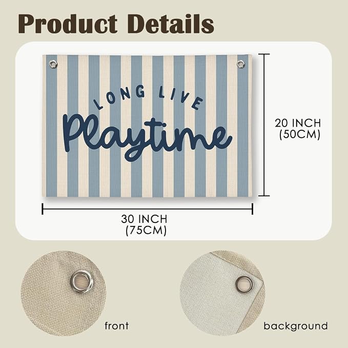 Playroom Wall Decor, Toddler Playroom Decor Hanging Linen Banner,Play Room Wall Decor for Nursery Nursery, 20x30 Inch