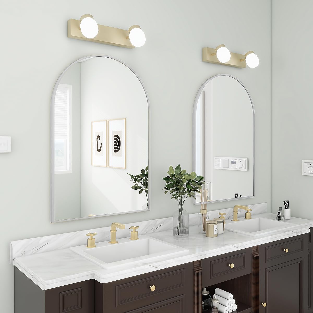 BEAUTYPEAK 24"x36" Arch Bathroom Mirror, Wall Mounted Vanity Metal Frame Mirror for Bedroom, Entryway, Living Room, Silver