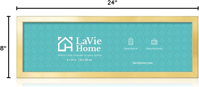 LaVie Home 8x24 Picture Frame Gold, Panoramic Picture Frame for Wall Decoration, Classic Gold Minimalist Style Suitable for Decorating Houses, Offices, Hotels(1 Pack)