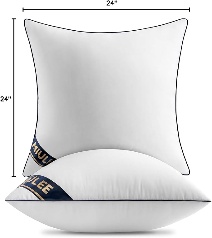 MIULEE 24x24 Euro Pillow Inserts Set of 2 Throw Pillows 24 Inch Premium Down Alternative Pillow Inserts Decorative Pillow Stuffer for Sofa, Couch (24x24 inch, Set of 2)