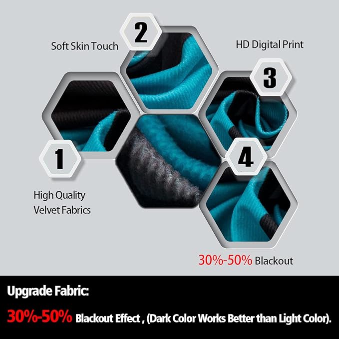 Feelyou Kids Boys Blue Red Gamer Darkening Drapes Honeycomb Gaming Blankout Curtains for Lightning Gamer Window Curtains Game Room Decor Window Treatments (2 Panels, 52 x 90 Inch)
