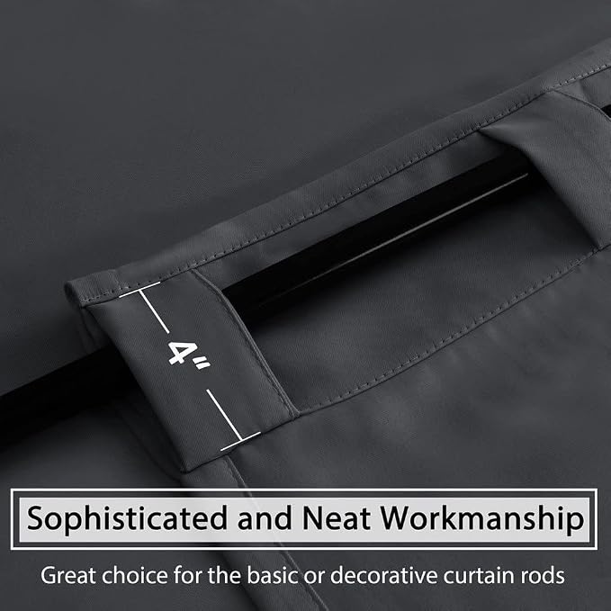 H.VERSAILTEX Blackout Curtains Thermal Insulated Window Treatment Panels Room Darkening Blackout Drapes for Living Room Back Tab/Rod Pocket Bedroom Draperies, 52 x 72 Inch, Charcoal Gray, 2 Panels