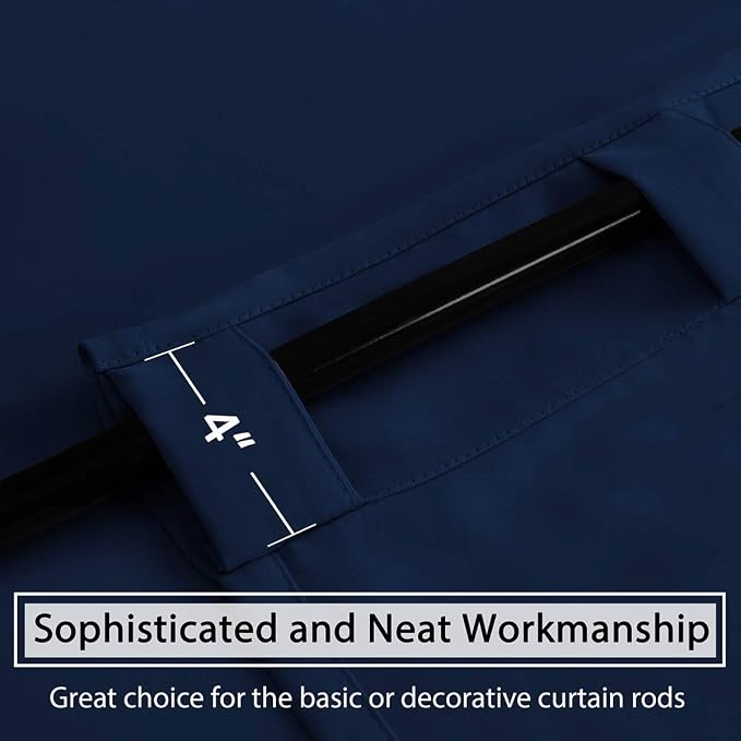 H.VERSAILTEX Blackout Curtains Thermal Insulated Window Treatment Panels Room Darkening Blackout Drapes for Living Room Back Tab/Rod Pocket Bedroom Draperies, 52 x 54 Inch, Navy Blue, 2 Panels