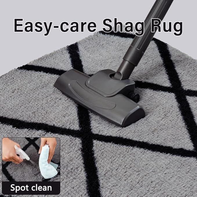 PureCozy 5x7 Checkered Rug for Living Room Grey and White Modern Soft Area Rug Fluffy Non-Slip Carpet for Bedroom Playroom Home Aesthetic Decor