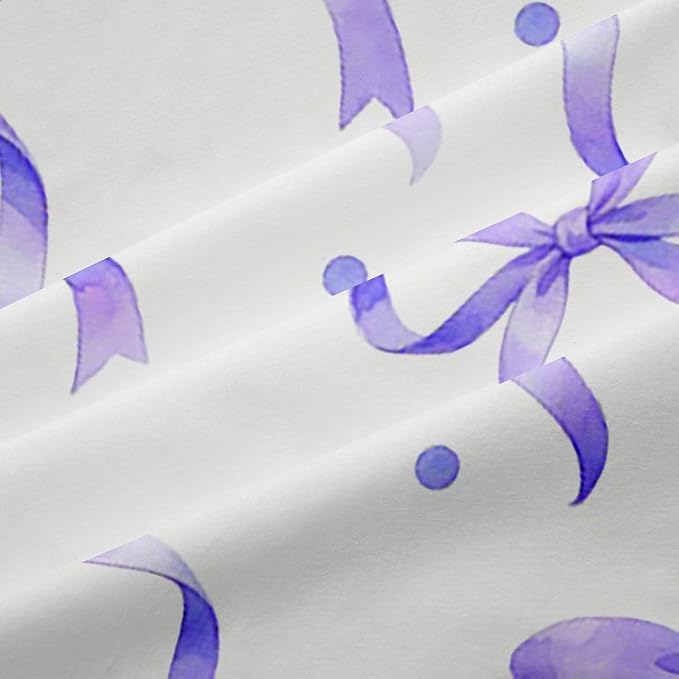 Feelyou Girls Bow Curtains for Bedroom Living Room Purple Bowknot Blackout Shades Dreamy Princess Room Darkening Curtain Coquette Aesthetic Window Treatments, 2 Panels 38 x 45 Inch Cute Decor