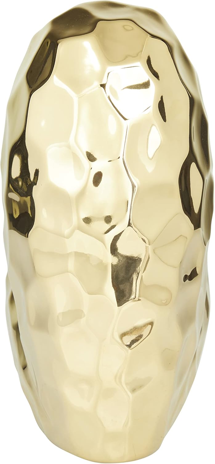 Deco 79 Porcelain Heart Sculpture, 8" x 3" x 8", Gold (Pack of 12)