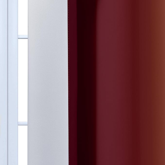 Yakamok Ombre Curtains Red and Greyish White for Living Room,52Wx84L | Room Darkening Curtains 84,Thermal Insulated Gradient Color Drape,Light Blocking Grommet Window Curtains for Bedroom,2 Panels