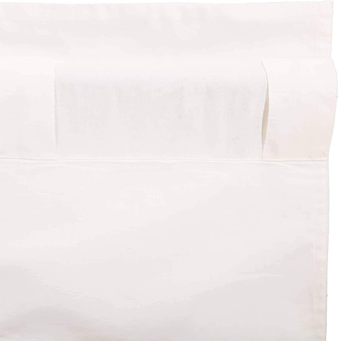 VHC Brands Simple Life Flax Solid Color Cotton Linen Blend Farmhouse Kitchen Curtains Rod Pocket Hanging Loops 16x60 Valance, Antique White Light Creme