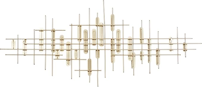 CosmoLiving by Cosmopolitan Metal Geometric Home Wall Decor Geometric Layered Wall Sculpture, Wall Art 58" x 2" x 25", Gold