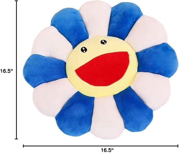 TEFU Flower Plush Pillow, Sunflower Soft Comfortable,Blue,16.5in/42cm | Colorful Sunflower Plush Pillow—Perfect for Home, Bedroom, Stores, Restaurants, Decor, Seating