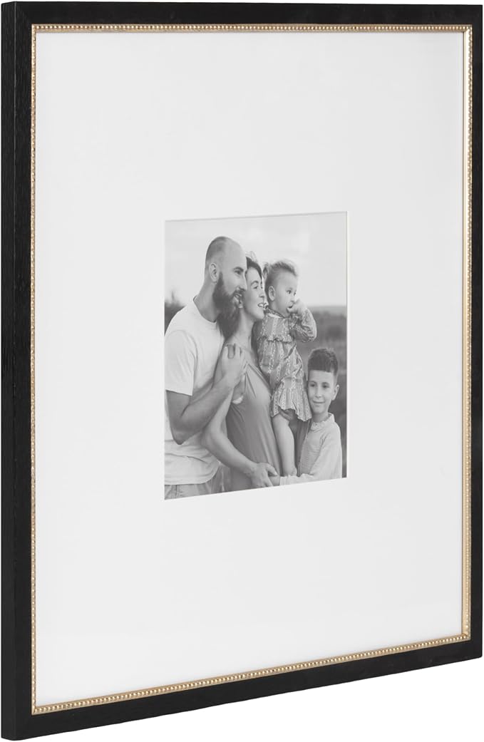 Kate and Laurel Wilbanks Traditional Square Picture Frame Set of 3, 18 x 18 matted to 8 x 8, Black and Gold, Vintage Three-Piece Frame Set for Gallery Wall Frame Set in Living Room Wall Decor