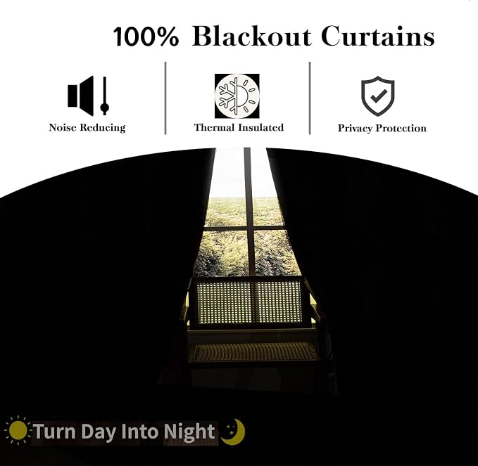 Black100% Floral Blackout Curtains for Bedroom Living Room 84 inch Long 2 Panels Set Vintage Yellow Retro Wild Flower Farmhouse Rustic Black Out Curtains Insulated Room Darkening Window Drapes 52Wx84L