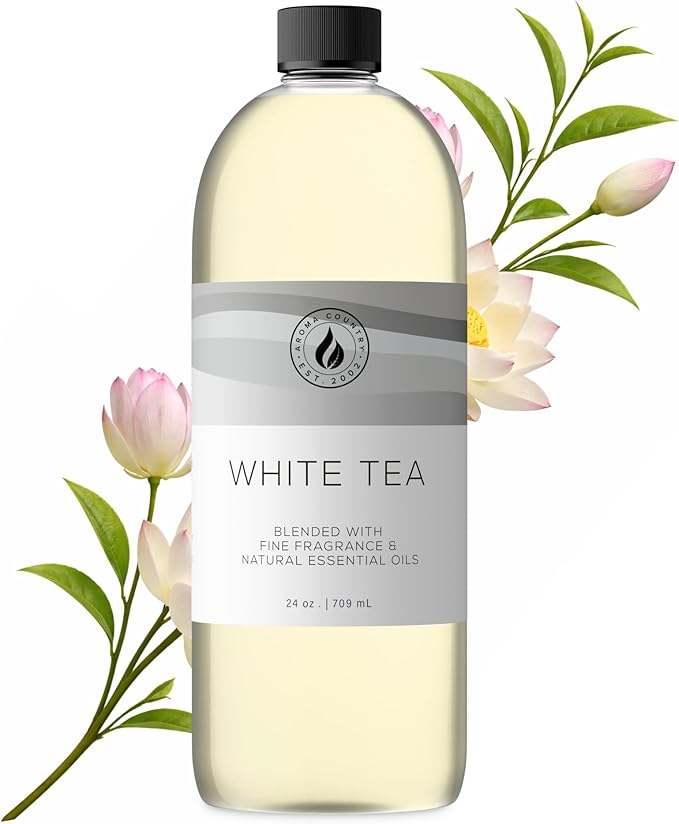 Aroma Country White Tea Luxury Diffuser Oil Refill (24 Fl Oz) | Hotel-Inspired • Long-Lasting Home Fragrance • for Aromatherapy, Reed Diffusers, Diffuser Machines & Room Sprays
