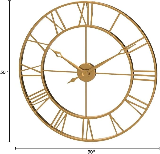 CLXEAST Champagne Gold 30 Inch Wall Clock,Large Modern Metal Roman Numeral Wall Clocks Living Room Decor,House Warming Gifts New Home