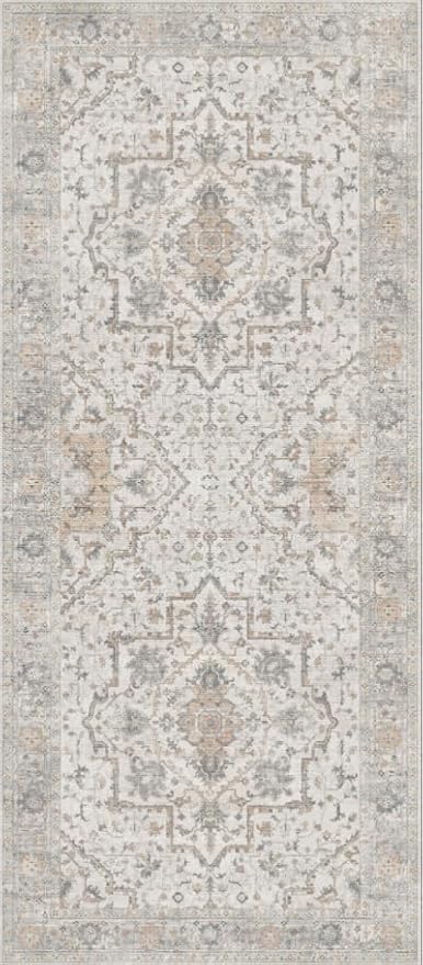 GENIMO Runner Rug 2'6"x8 Machine Washable Non Slip Vintage Hallway Runner Rug, Low Pile Lightweight Rugs for Indoor Entryway, Hallway, Kitchen and Corridor