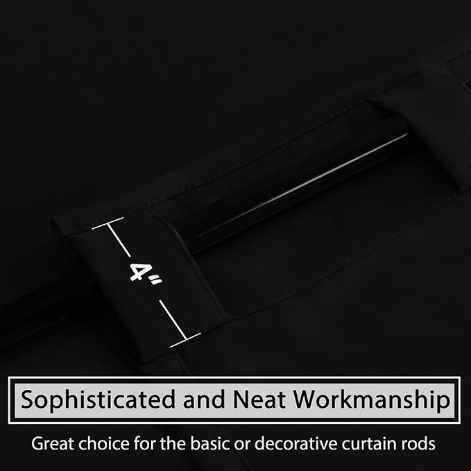 H.VERSAILTEX Blackout Curtains Thermal Insulated Window Treatment Panels Room Darkening Blackout Drapes for Living Room Back Tab/Rod Pocket Bedroom Draperies, 52 x 63 Inch, Black, 2 Panels