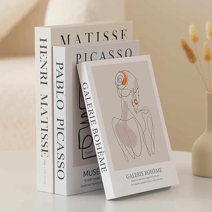 Set of 3 Decorative Books for Home Decor,Stylish Fake Books for Decoration, Aesthetic Decor Books Set for Coffee Table,Bookshelf,Mantel,Living Room,Hotel,Villa Decor,Storage Box for Photos
