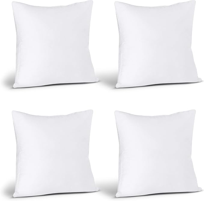 Utopia Bedding Throw Pillows (Set of 4, White) – 22 x 22 Inches Down Alternative Pillows for Bed, Sofa, and Couch - Fluffy Decorative Stuffer Pillow for Indoors & Outdoors