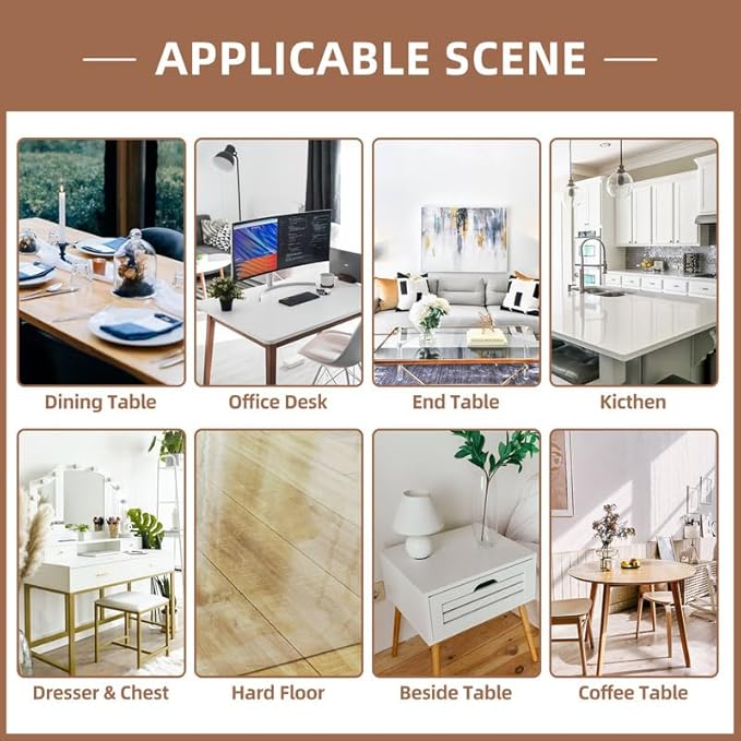 Warmstar Clear Table Cover Protector 20 x 54 Inch,1.5mm Thick Plastic Table Cover Rectangle,PVC Clear Table Protector,Desk Protector Mat for Kitchen, Dresser, Writing Desk,Dining Room Table