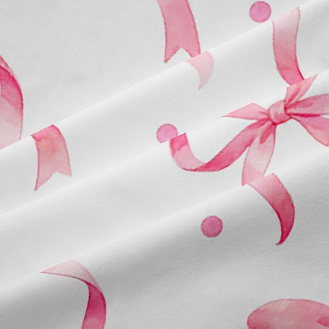Feelyou Girls Bow Blackout Curtains Pink Bowknot Darkening Drapes for Bedroom Living Room Dreamy Princess Thermal Insulated Shades Coquette Aesthetic Window Treatments, 2 Panels 52 x 63 Inch Cute