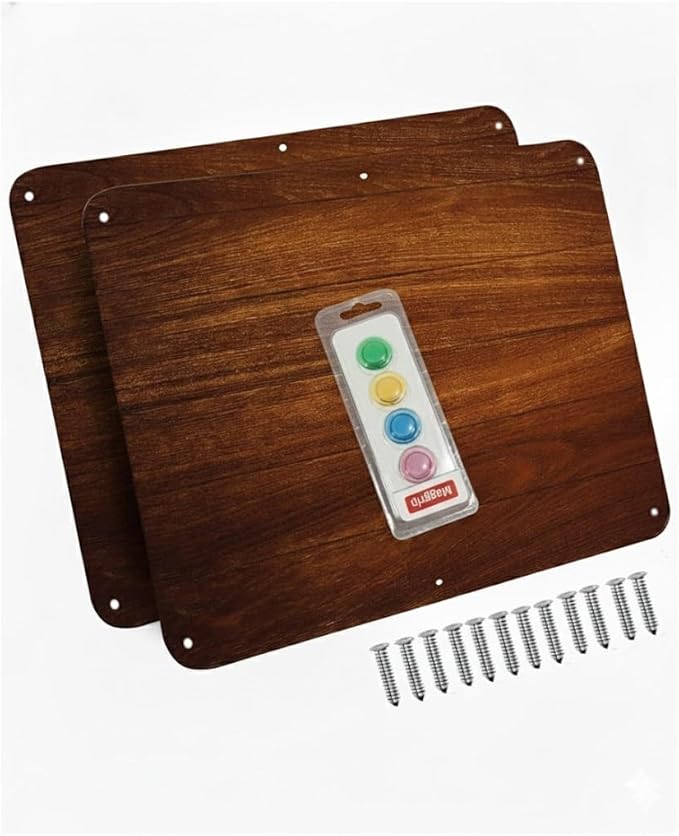 17.5inchX11.5inch Large Stainless Steel Plate for Magnets, 3M Adhesive Back, Mounting Screws, Ideal for Magnetic Shelf, Spice Holders, Colorful Magnets as a Gift. Mount Anywhere! (Timber, 2 Pack)