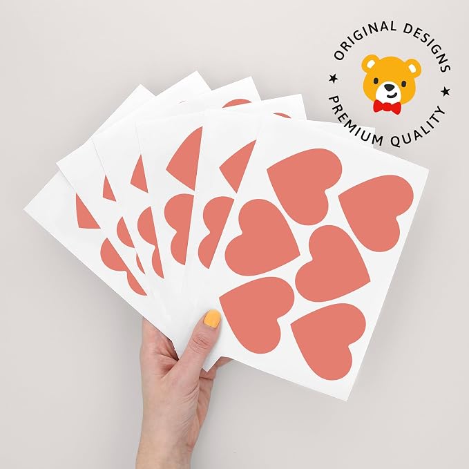 Removable Wall Decals for Kids Room – Peel and Stick Wall Stickers for Girls & Boys Bedroom, Playroom & Nursery – Easy to Apply Wall Decor - Red Hearts
