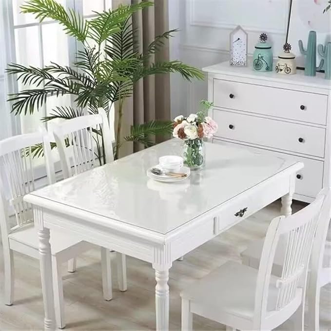 Royhom Clear Table Protector 39.4 x 79 Inch - 2mm Thick Plastic Table Cover, Clear Table Cover Protector Rectangle, Waterproof PVC Desk Mat for Coffee Table, Writing Desk, Dining Room, Dresser