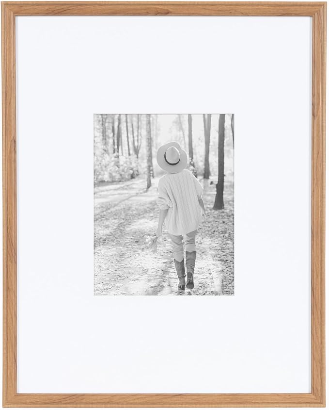 Kate and Laurel Adlynn Rectangle Picture Frame Set of 3; 16 x 20 matted to 8 x 10; Brown; Transitional Three-Piece Frame Set for Gallery Wall Frame Set in Living Room Wall Decor