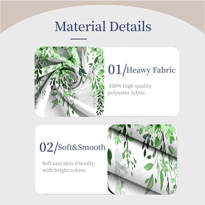 Green Watercolor Floral Curtains, Botanical Leaves Vine Flowers Curtain, Rustic Farmhouse Flower Leaf Blackout Window Treatment Drapes for Bedroom Living Room 42x96 inch, 2 Panels