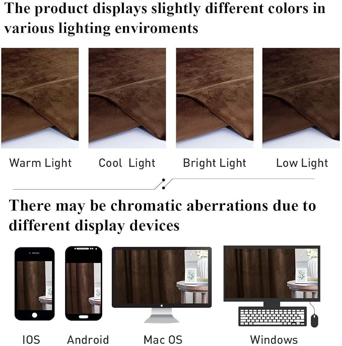 StangH Brown Velvet Curtains Luxurious Thermal Insulated Drapes for Living Room & Bedroom, Soft Noise Reducing Light Blocking Curtains Elegant Home Decor, W52 x L92, 2 Panels