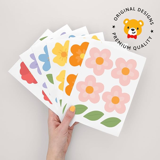 Teddylabels - Wildflowers - Easy-to-Apply & Removable Wall Stickers: Transform Your Toddlers Bedroom with Durable, Vibrant Peel-and-Stick Wall Decor – Stickers for Kids