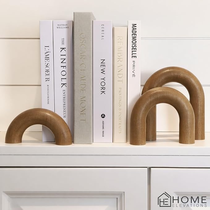 Wooden Arch Decor Set of 3, Scandinavian Japandi Wood Decorative Objects | Japandi Home Decor Accents, Coffee Tables, Bookshelves, Entryways, Console Decorations, Housewarming Gift