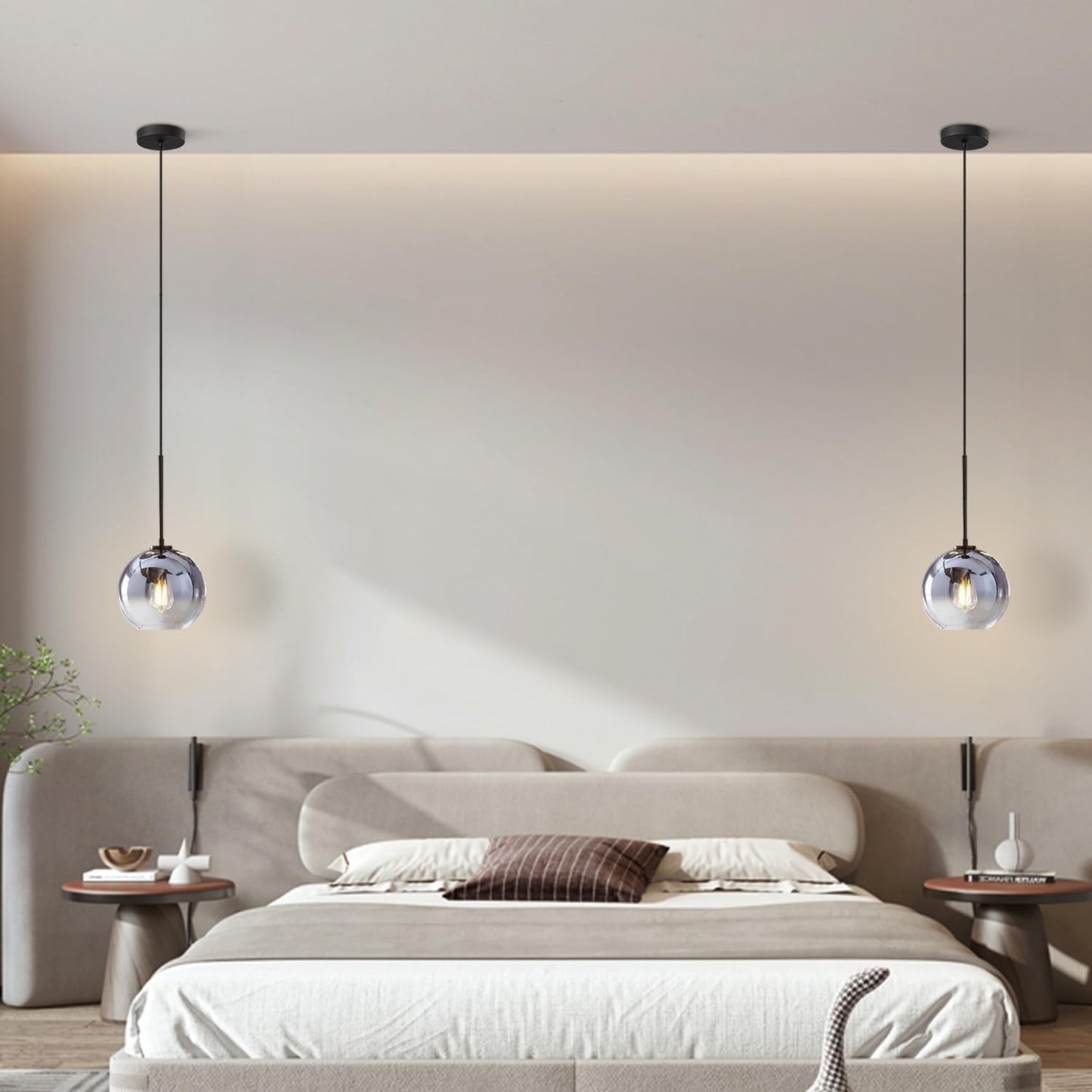 KCO Lighting Mercury Glass Pendant Light Fixtures Mid Century Modern Silver Kitchen Island Pendant Lights Ceiling Hanging Black Large Globe Pendant Light for Living Room Dining Room