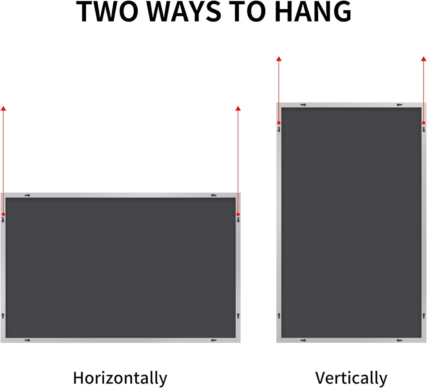 Silver Bathroom Mirror for Wall, 30x48 Inch Rectangle Mirrors with Metal Frame, Modern Vanity Wall Mirror Decor for Bathroom Living Room, Entryway Hangs Horizontal or Vertical