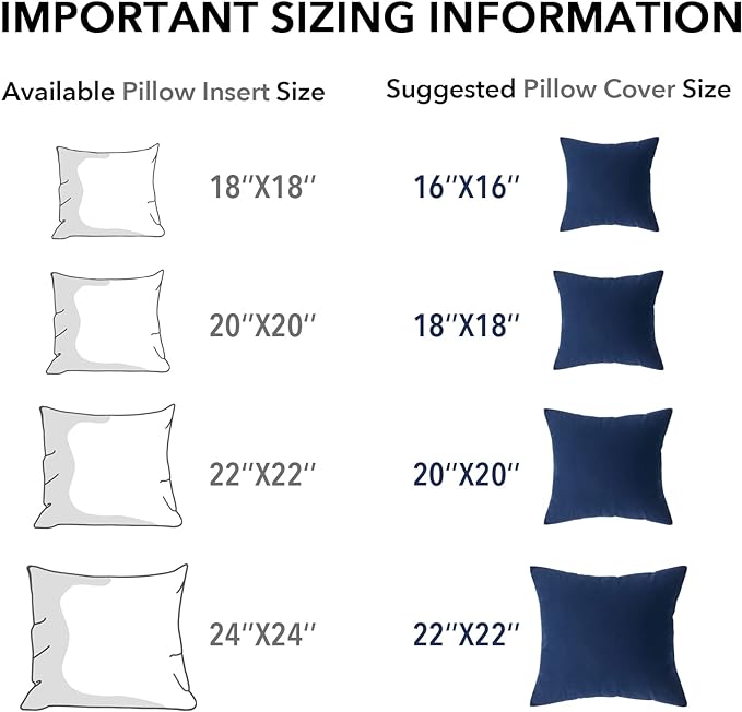 Oubonun 22 x 22 Throw Pillow Inserts, Firm and Fluffy Decorative Square Pillows for Couch Bed Sofa with Soft Cotton Cover White Cushion with Down Alternative Pack of 4