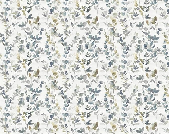 Renaiss Botanical Herbs Blackout Curtains, Vintage Eucalyptus Leaf Thermal Insulated Bedroom Window Curtains, Classical Gray Plants Window Curtains for Kitchen, 63" L x 53" W 2 Panel Set