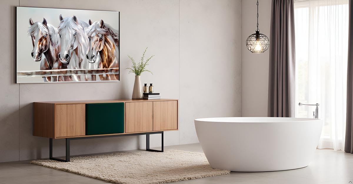 Yihui Arts Rustic Metal Wall Art - Hand Crafted 3D Aluminum Artwork with Three Horse Heads, Modern Wall Sculpture for Home Accent Decor