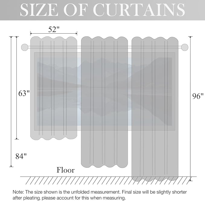 Leeva Airy Sheer Curtains 84 inches Long 2 Panels Set, Rod Pocket Orange Geometry Print Pattern Voile Sheer Drapes for Living Room Bedroom, 52" W x 84" L