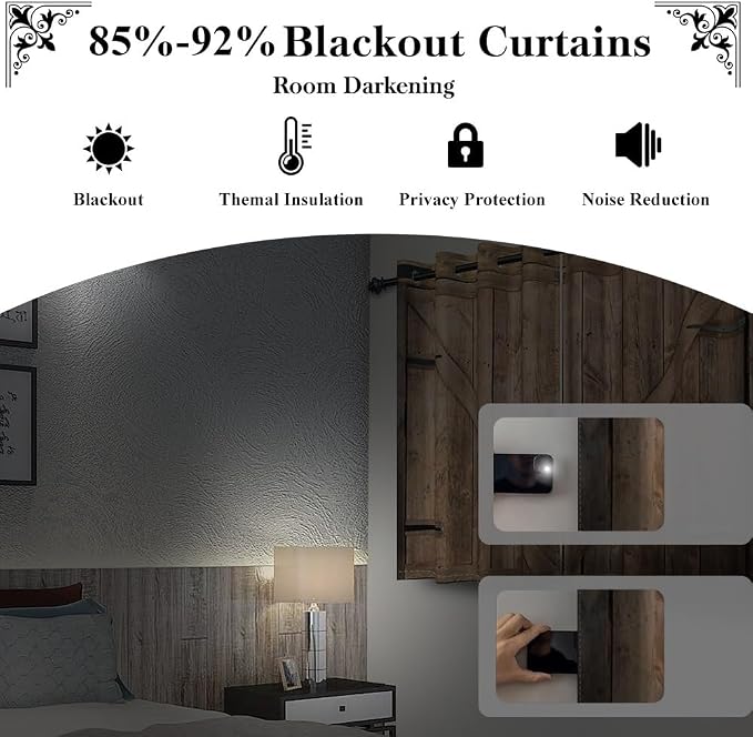 Rustic Curtains Vintage Wood Barn Door Old Garage Door American Native Country Farmhouse Farm Style Rural Art Architecture Living Room Bedroom Window Drapes Treatment,53x84 inch,2 Panels