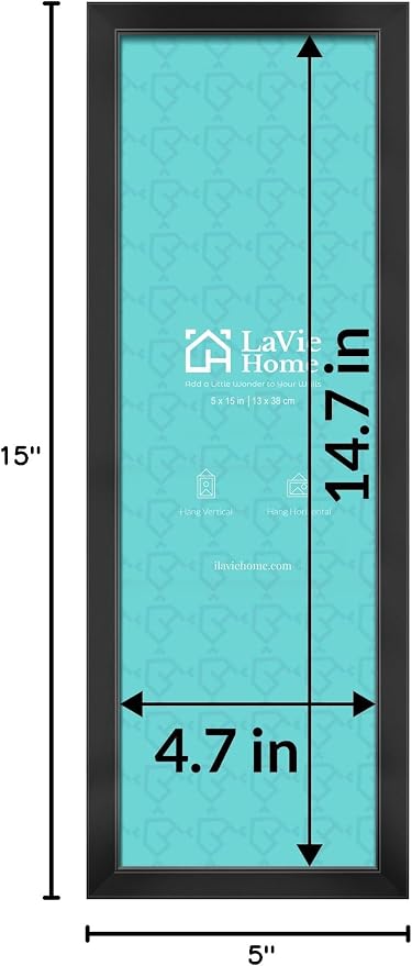 LaVie Home 5x15 Picture Frame Black, Panoramic Picture Frame for Wall Decoration, Classic Black Minimalist Style Suitable for Decorating Houses, Offices, Hotels(1 Pack)