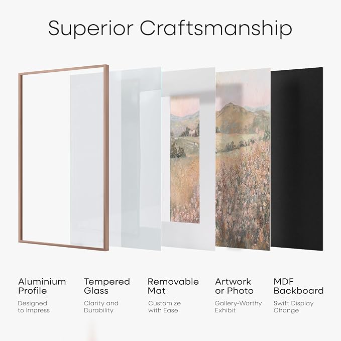 Homeforia 16x16 Picture Frame Mocha, High End Metal 16x16 Square Poster Frame Matted to 12x12 Print, 16 x 16 Mocha Frames with Mat 12 x 12 Photo, 16by16 Thin Frames, Tempered Glass, Wall Kit, Set of 1