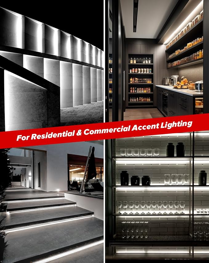 Shine Decor COB LED Rope Light AC 120V, 800lm Ultra Bright, IP65 Waterproof Cold-Resistant ETL Neon Strip, No Driver Tape Lighting for Home Commercial 10x4.5mm, 6000K Cool White, 65.6ft