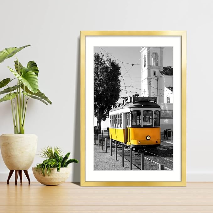 LaVie Home 24x36 Picture Frame Gold Poster Frame,Display Pictures 20x30 with Mat or 24x36 Without Mat, Stable and Sturdy Frame and Polished Plexiglass, Horizontal and Vertical Format of The Walls