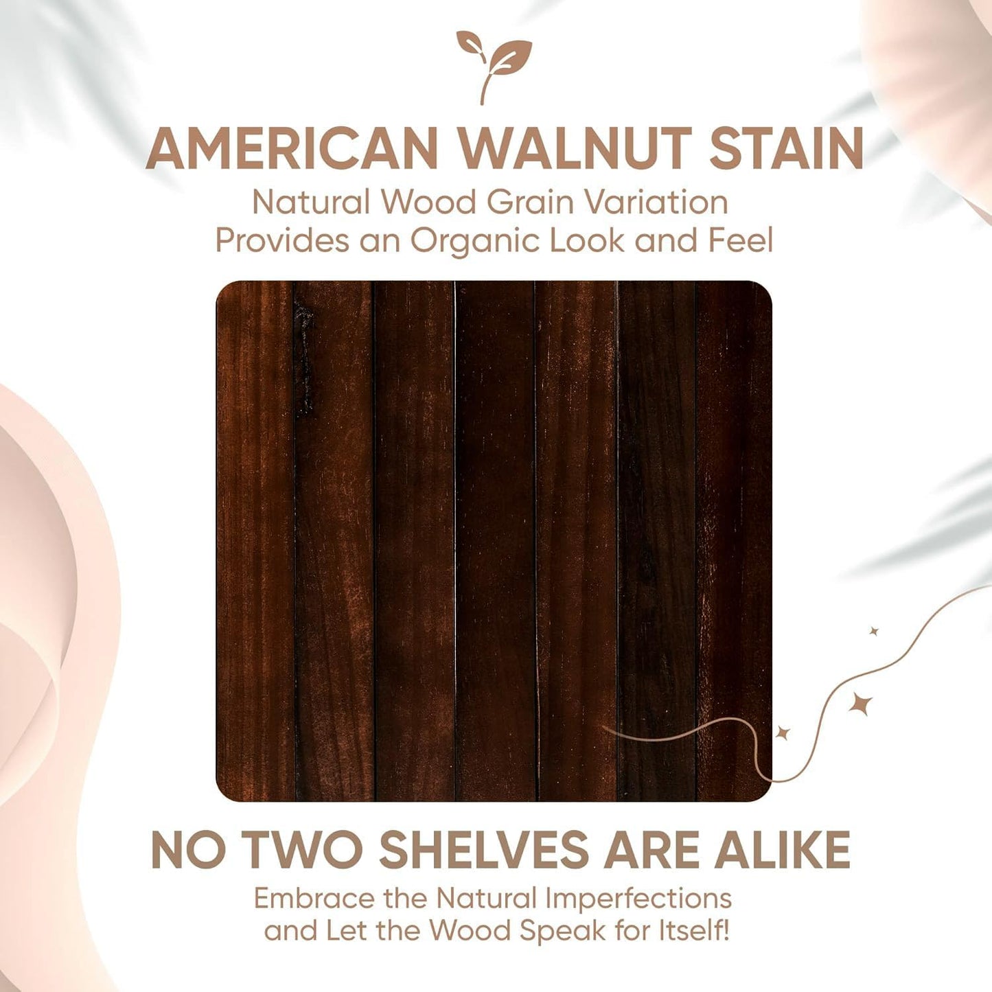 Homeforia Walnut Floating Bathroom Shelves, High End Solid Real Wood 16 inch Small Floating Shelf for Wall Mounted, Dark Brown 16inch Floating Shelves, Heavy Duty Bracket, 16 X 6.5 X 1.75 in, Set of 4