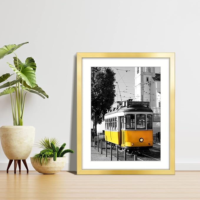 LaVie Home 22x28 Picture Frame Gold Poster Frame,Display Pictures 18x24 with Mat or 22x28 Without Mat, Stable and Sturdy Frame and Polished Plexiglass, Horizontal and Vertical Format of The Walls
