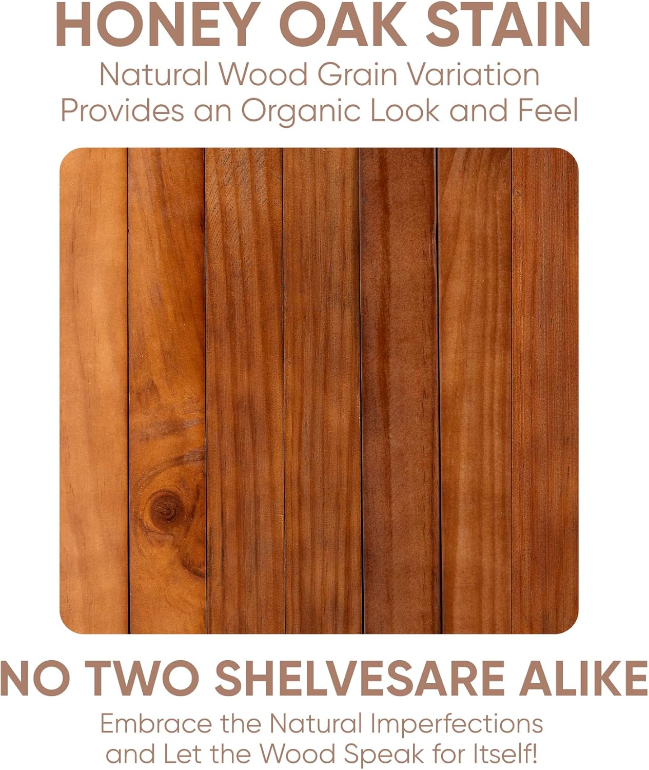 Homeforia Oak Floating Shelves 42 inch Long, High End Solid Real Wood 42inch Floating Shelf for Wall Mounted, Honey Oak Wooden 42in Floating Shelves, Heavy Duty Bracket, 42 X 6.5 X 1.75 in, Set of 2