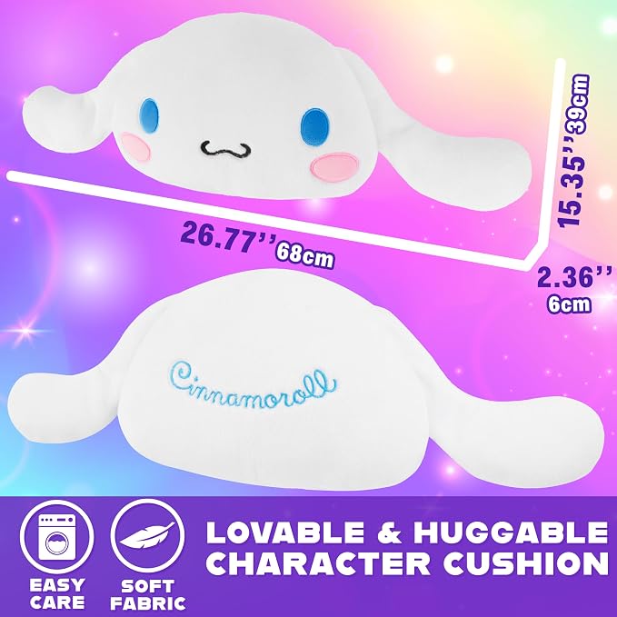 Hello Kitty Sanrio Plush Cushion Pillow, Plush Throw Pillow Fluffy Cushion Kawaii Decor Cinnamoroll Kuromi, Gifts for Teens, Women (White Cinnamoroll, L15.7 x W15.4)